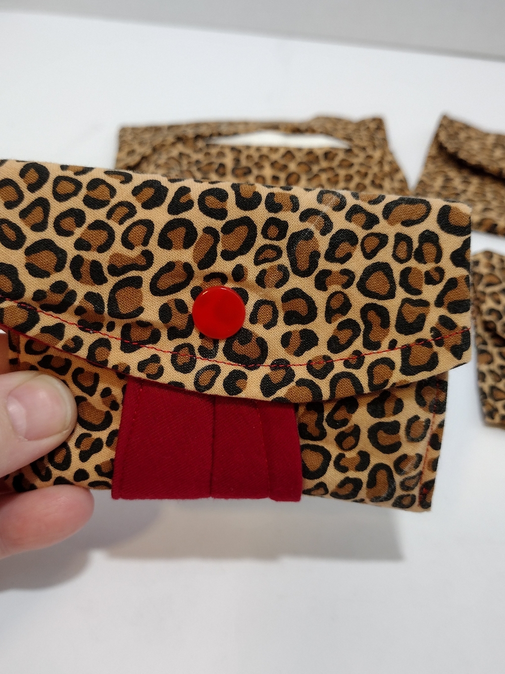 Handmade Leopard Print Fabric Pouch Set – 4 Pieces, Snap Closures - Picture 4 of 15